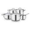 Chef Line - Набор посуды 9 предметов: кастрюля высокая 4,6 л, 20 см; кастрюля 2,3 л, 18 см; кастрюля 3,85 л, 22 см; ковш  1,1 л, 14 см; сотейник 3 л, 24 см; Крышки 18см, 20см, 22см, 24см, Barazzoni