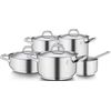 Chef Line - Набор посуды 9 предметов: кастрюля высокая 4,6 л, 20 см; кастрюля 2,3 л, 18 см; кастрюля 3,85 л, 22 см; ковш  1,1 л, 14 см; сотейник 3 л, 24 см; Крышки 18см, 20см, 22см, 24см, Barazzoni, изображение 2