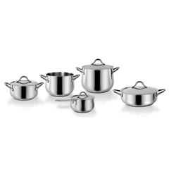 Sapore Italiano - Набор посуды 9 предметов (Кастрюля высокая 6 л, Кастрюля 2,3 л, Кастрюля 3,8 л, Сотейник 3 л, Ковш 1,1 л, Крышки 14, 18, 22 и 24 см), Barazzoni