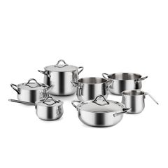Sapore Italiano - Набор посуды 11 предметов (Кастрюля высокая 3,3 л, Кастрюля высокая 6 л, Кастрюля 2,3 л, Кастрюля 3,8 л, Сотейник 3 л, Ковш 1,1 л, Крышки 14, 18, 22 и 24 см, Ковш для молока 1,2 л), Barazzoni
