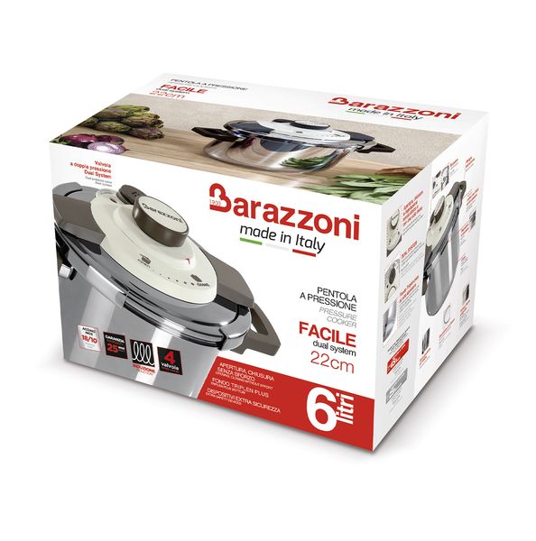 Facile Dual System - Скороварка 6 л, нержавеющая сталь, Barazzoni, изображение 5