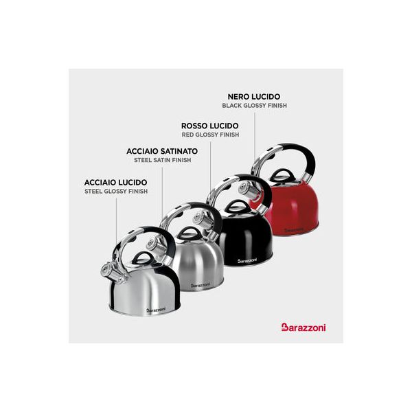 Чайник  2,5 л со свистком красный, Barazzoni, изображение 5