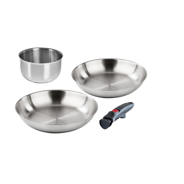 Inox Facile - Набор из 3-х предметов: сковороды 24 и 28 см, ковш 16 см, съемная ручка, Barazzoni, изображение 2