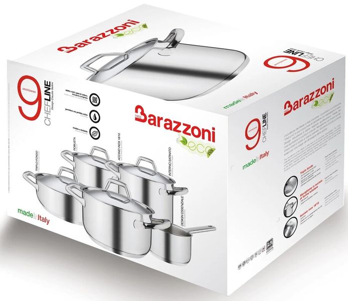 Chef Line - Кастрюля с крышкой высокая 8 л, диам. 24 см, Barazzoni, изображение 8